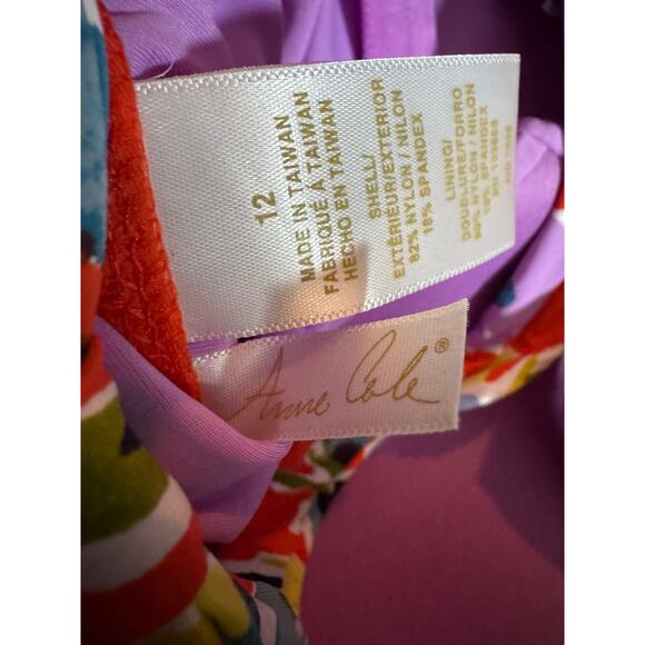 Anne Cole NWT Back Lace-Up Floral Bandeau One-Piece Size 12 - Picture 7 of 9